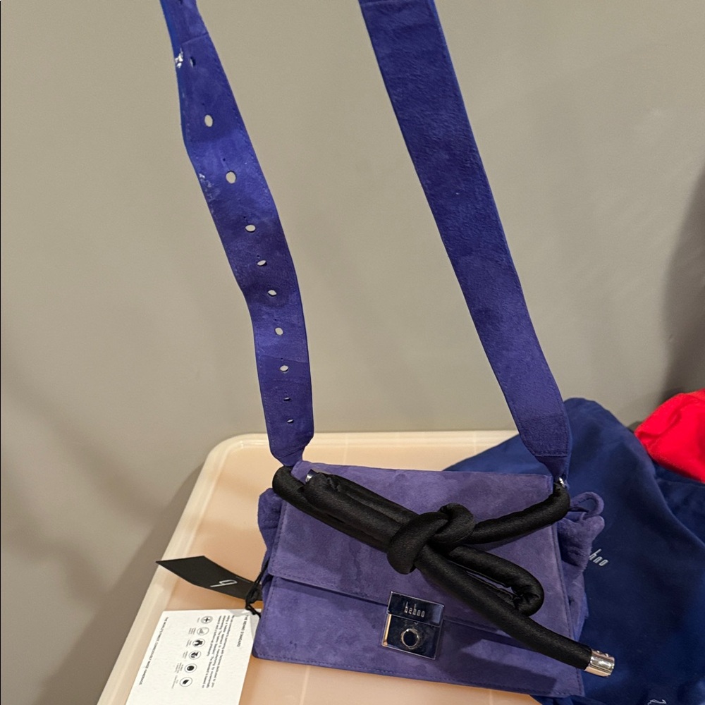 Behno Blue Suede Handbag *luxury boutique* - Picture 3 of 8